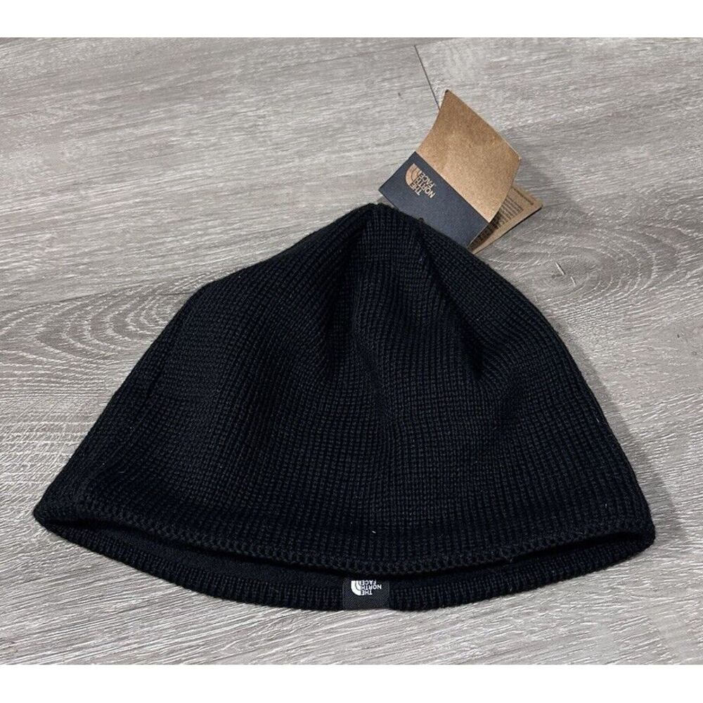 The North Face One Size Black Mountain Beanie Hat NWT Embroidered Intel Logo